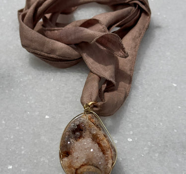 Antique Silk Ribbon & Diamonds Necklace #31