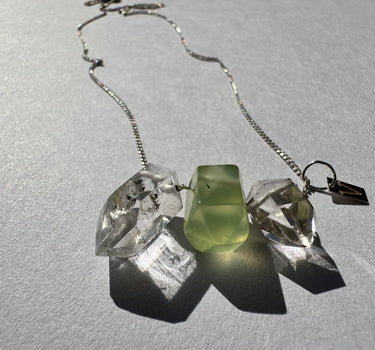 Herkimer Diamond Quartz and Prehnite Necklace