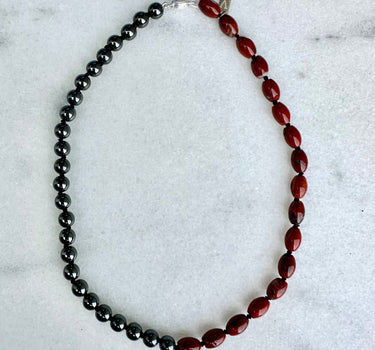 RED JASPER AND HEMATITE NECKLACE