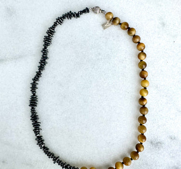 GOLDEN TIGER EYE AND HEMATITE NECKLACE
