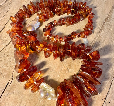 Ambar & Dusty Pink Pearls Necklace